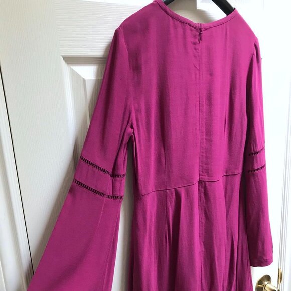 Cute LOFT Pink Midi Dress with pretty cutout details. - Picture 9 of 10